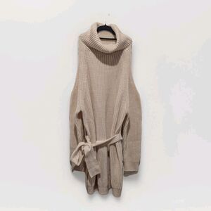 Women's Cream Chunky Knit Cowl Neck Sweater Luxury Lounge Cozy Chic Small